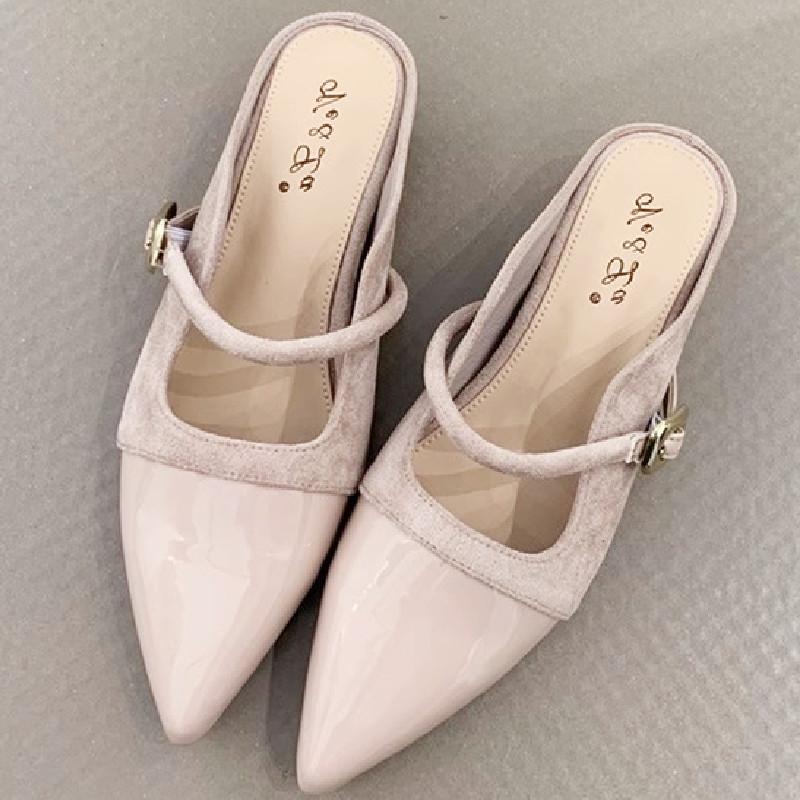 Fashion High Quality Pointed Toe Flat Sandals Women Fashion Narrow Band Buckle Slide Sandals Concise Comfortable Non-slip Designer Shoes