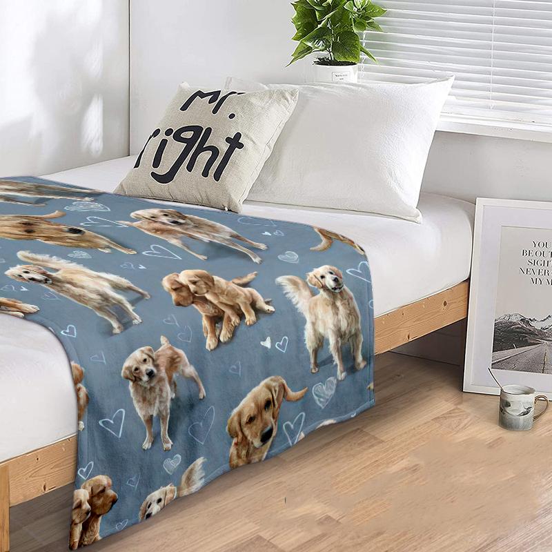 1PC Dog cute printed blanket, all season lightweight home office outdoor nap multifunctional blanket A15