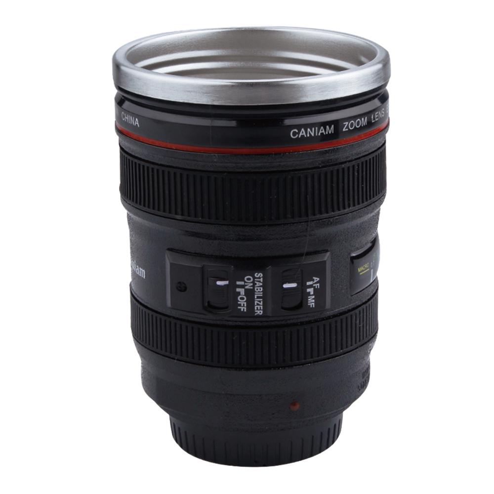 

400 мл прочные кружки для камеры из нержавеющей стали термосы для путешествий вода кофе чашка для объектива камеры с крышкой чёрный