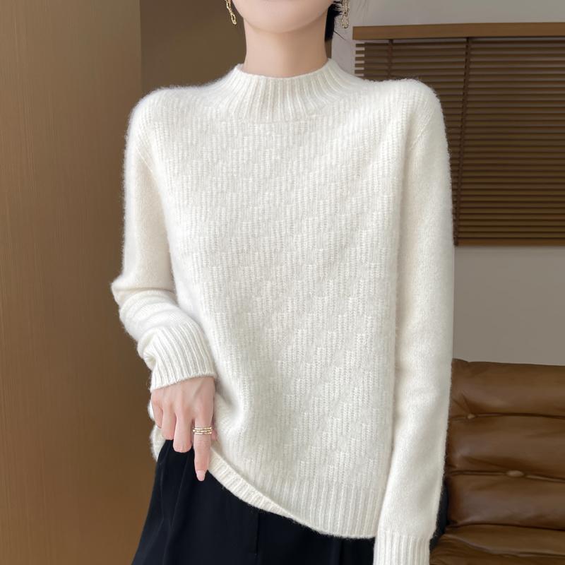 Women's Cashmere Sweater Qinghe Cashmere 30% Cashmere 70% Wool Women's Autumn and Winter Thick Cashmere Pullover Soft and Warm