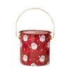 2pcs Christmas Candy Boxes with Handle Handheld Round Bucket Sweets Packaging Tins Portable Tinplate Candies Holders