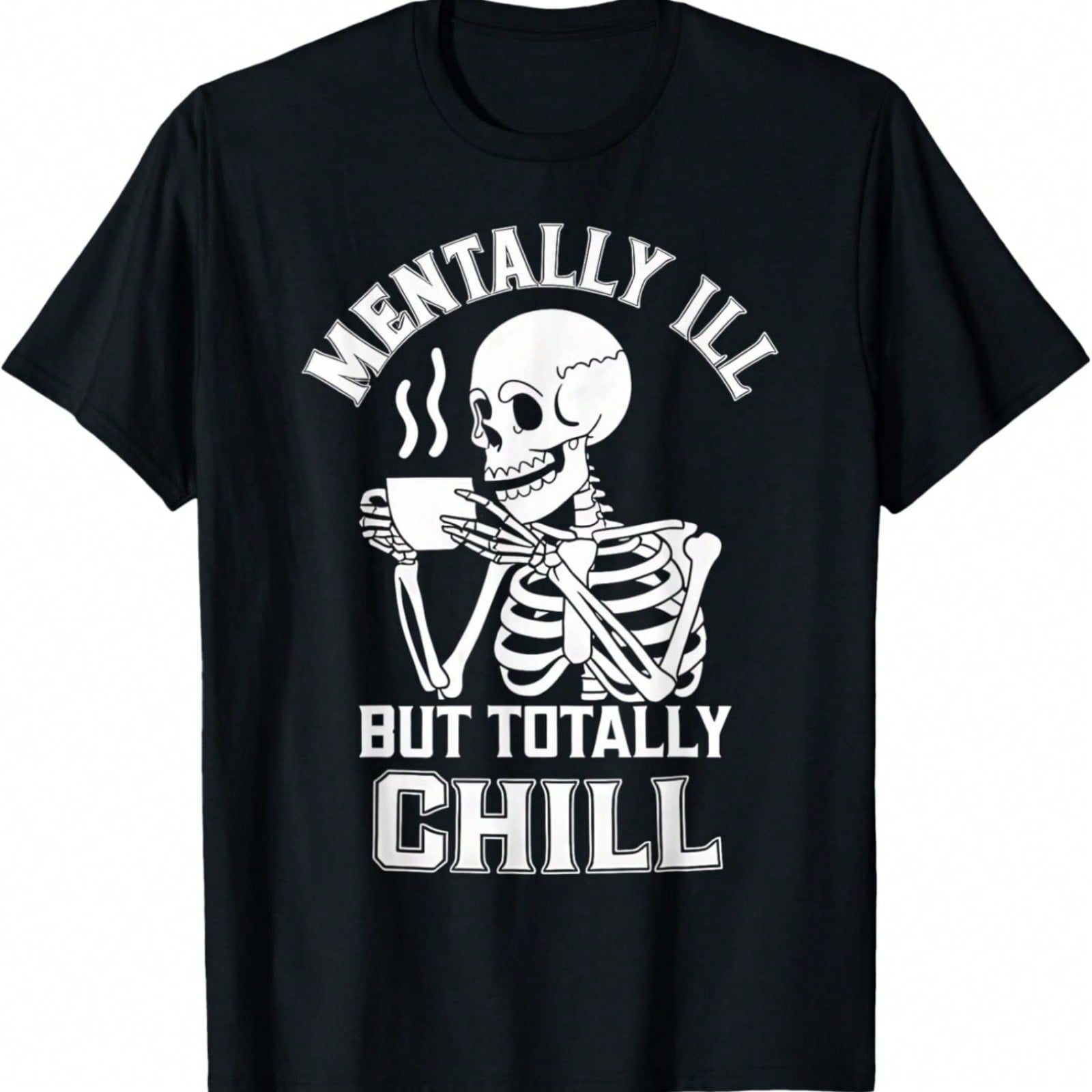 tally Ill But Totally Chill Leopard Messy Bun Skeleton T-Shirt S разноцветный