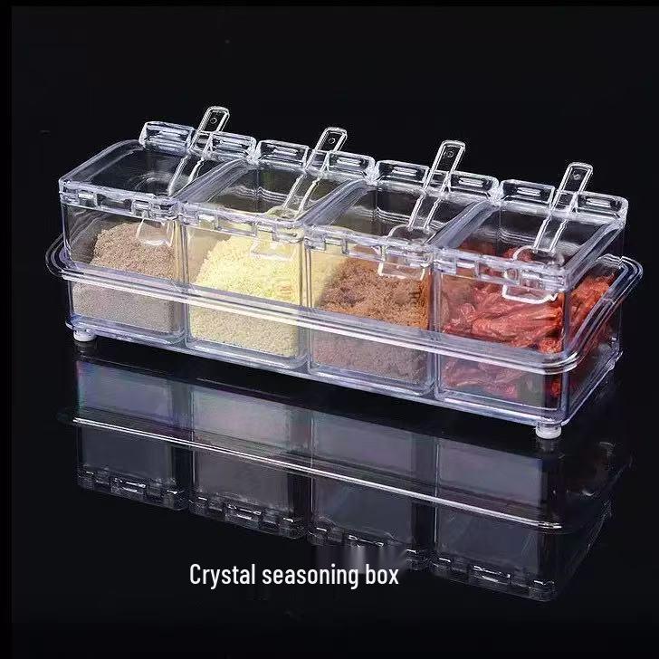 High-Transparency Four-in-One Kitchen Condiment Set: Salt & Spice Storage Jars