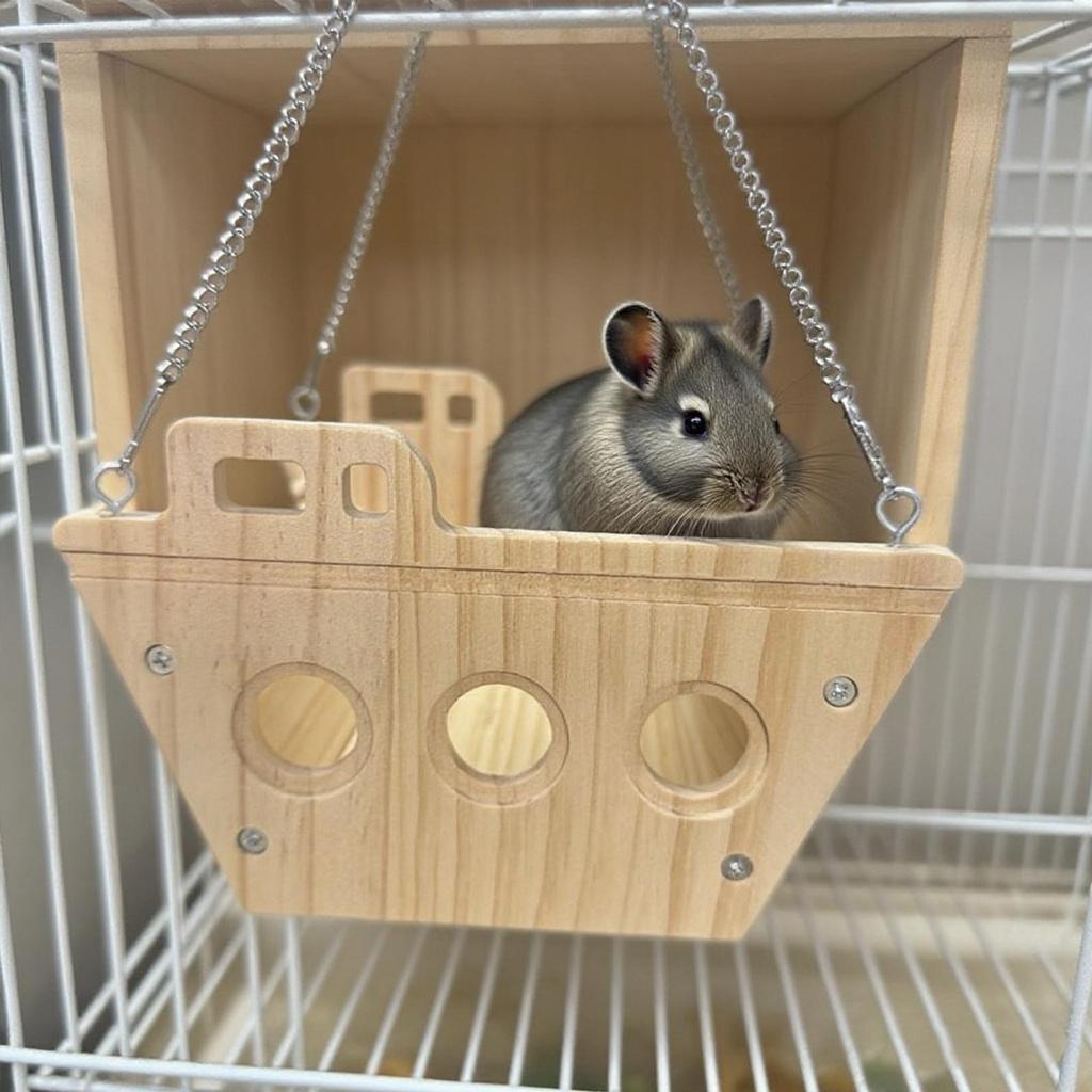 Chinchilla Hängematte Holz Kletterspielzeug für Innen-Chinchillas Schaukelhaus für Gleitbeutler Frettchen Syrischer Vogel Innen