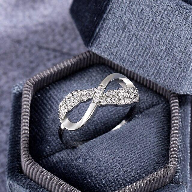 

Модные серебряные цветные 8-образные женские свадебные обручальные кольца с блестящим кристаллом циркона, романтические модные ювелирные изделия 6