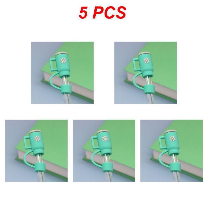 1/5PCS Fruit Simple Dust Straight Pipe Multiple Colors Available Household Straw Soft Rubber Safety
