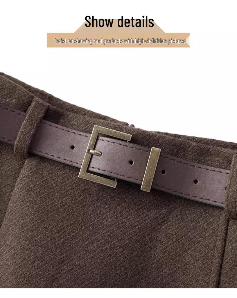 Luxury Gray Wool A-Line Midi Skirt for Women - Elegant Autumn/Winter 2024 Hip Wrap with Slit