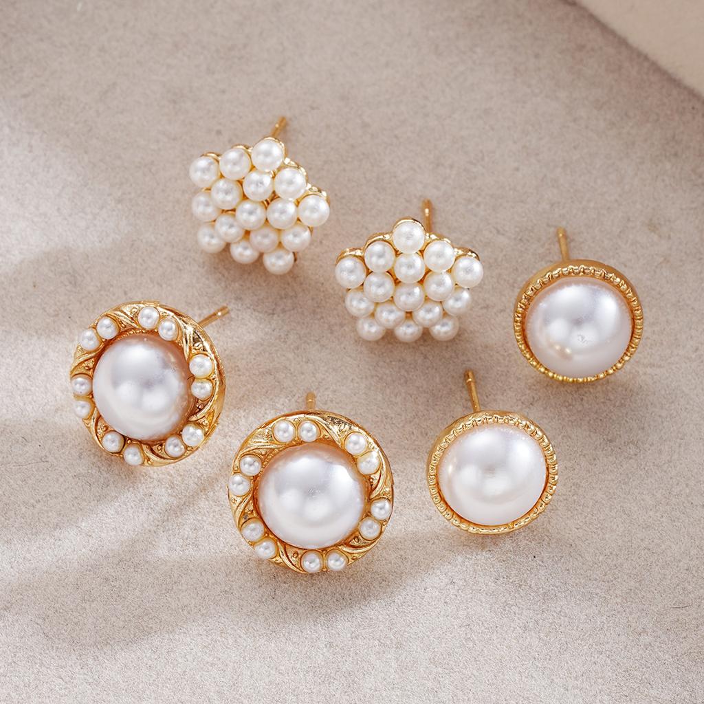 6 Pcs Fashion French Pearl Stud Earrings Set for Women Fashion Elegant Geometric Round Earring Banquet Daily Jewelry Gifts 2026