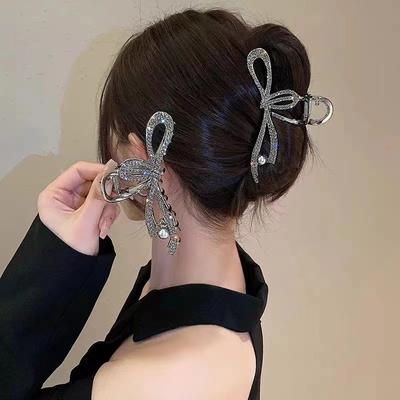 יוקרה שחור Crysyal קשת אבזם שיער אבזם אופנה סיכות שיער גדולות סרטן סיכות שיער גריפ שיער קוריאני אבזרי שיער לנשים