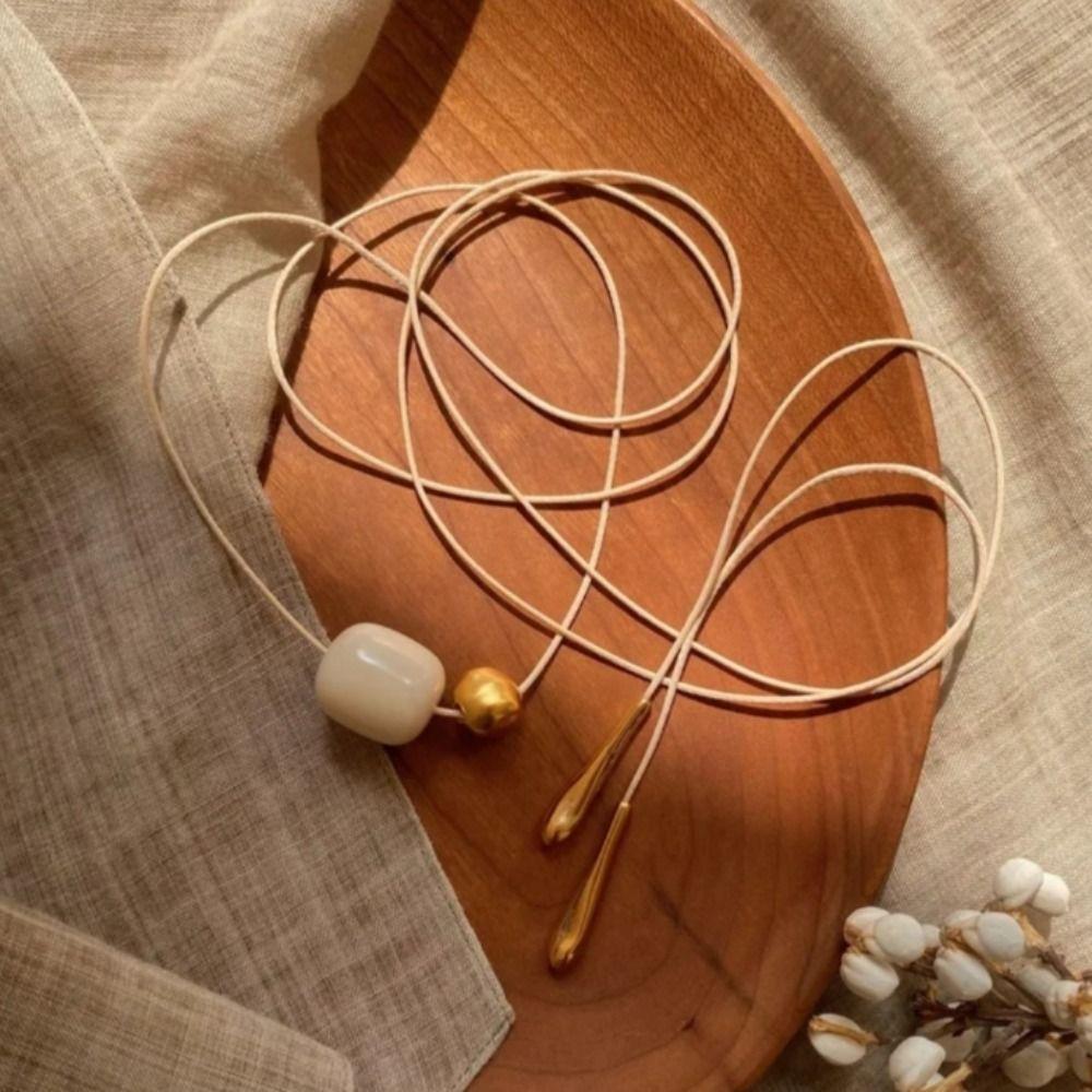 Korean Style Cord Necklace Vintage Trend Choker Fashion Bead Pendant Necklace  Women