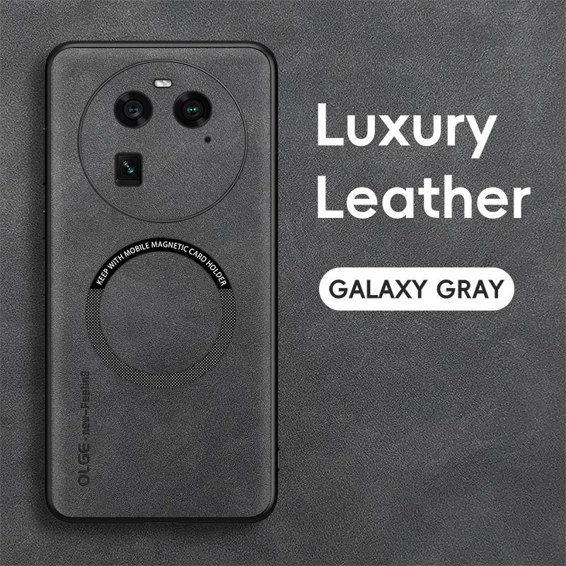 Für OPPO Find X6 X6 Pro Feine Loch Schafsleder Magnetisches TPU Weiche Kante Anti-Sturz Anti-Fingerabdruck Handyhülle