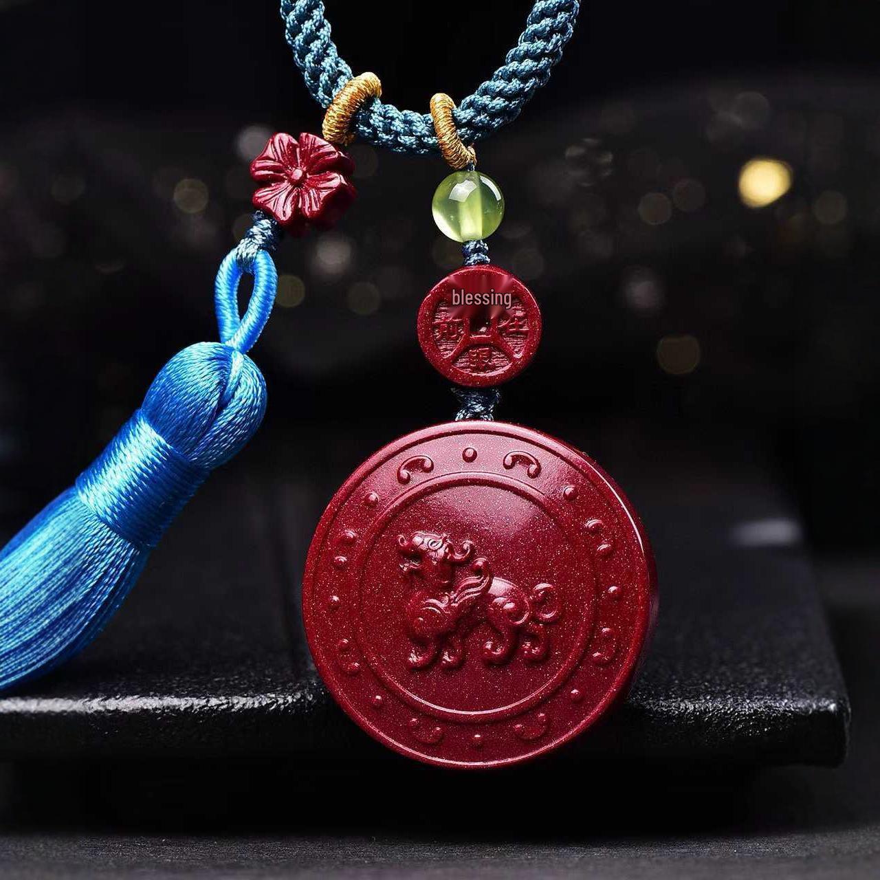 

Zisha Cinnabar Wealth & Treasure Birth Year Buddha Bag Charm Pendant Necklace 20x25mm кіновар
