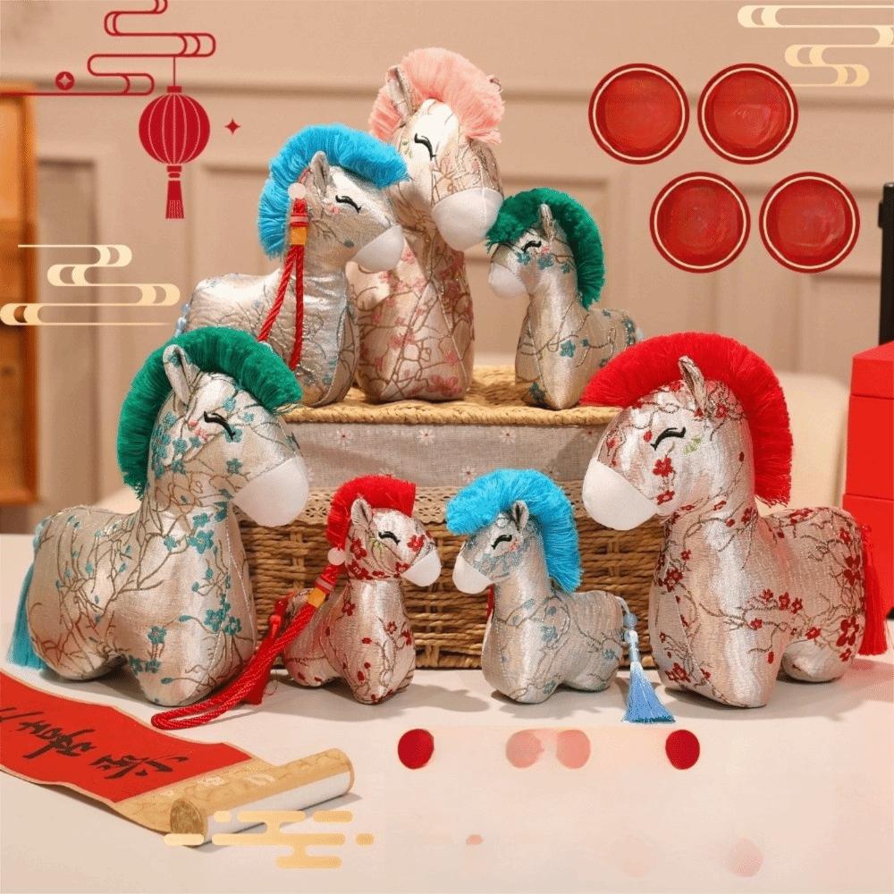 Tassel Tail Horse Plush Doll PP Cotton Filling Pony Decor Cute New Year Mascot Decor  Office Decor