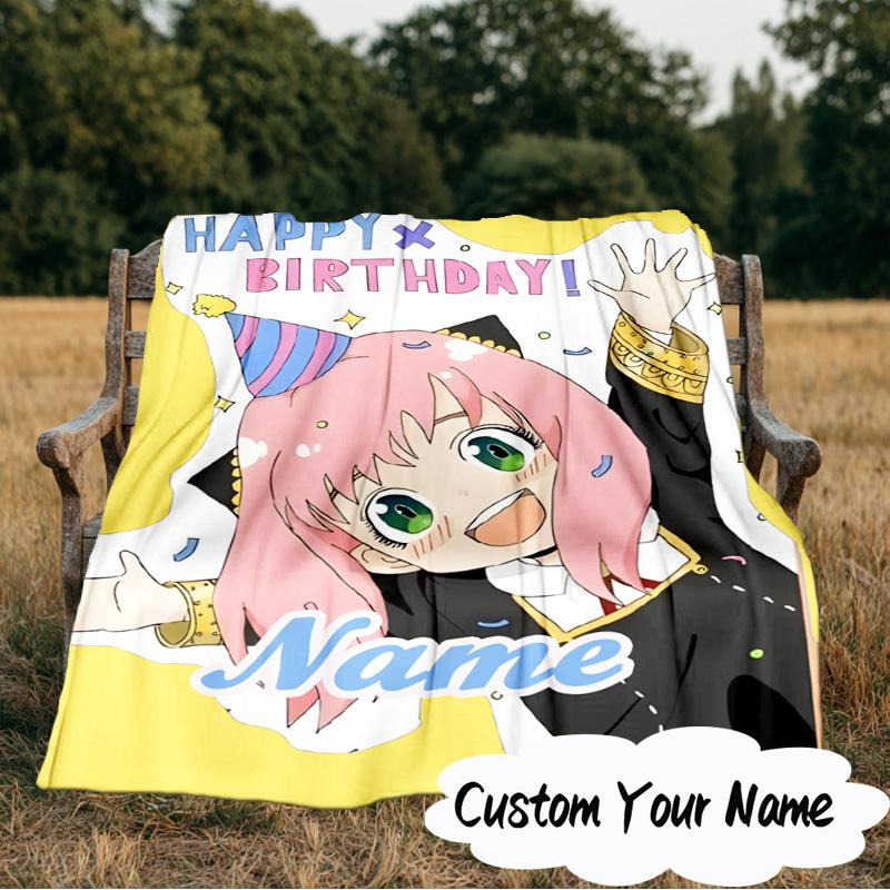 Custom Name Happy Birthday SPY Blanket  Ideal Bedding Blanket Perfect for Travel, Camping, Living Rooms, Offices, Sofas, Fan Christmas gift