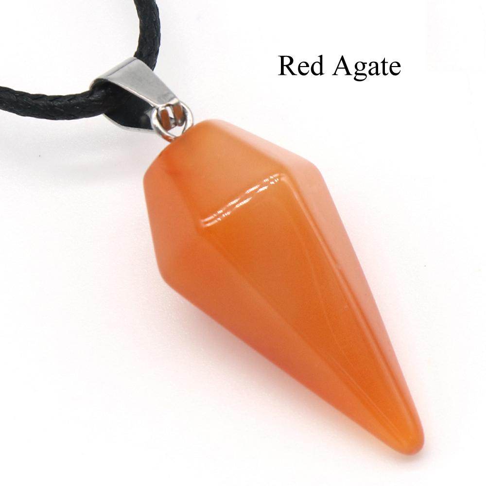 

1 шт. Энергетический натуральный камень конус ожерелье кулон, геометрический стиль рейки исцеление кристалл кулон ожерелья для женщин мужчин рождественские украшения подарки 1Pc/31×14mm