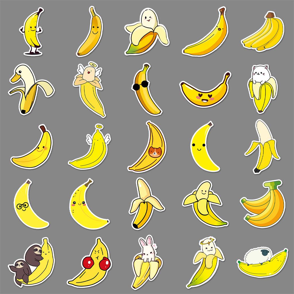 50 Banana Doodle Personality Cartoon Fruit Children's DIY Skateboard Mobile Phone Case Suitcase Sticker Waterproof