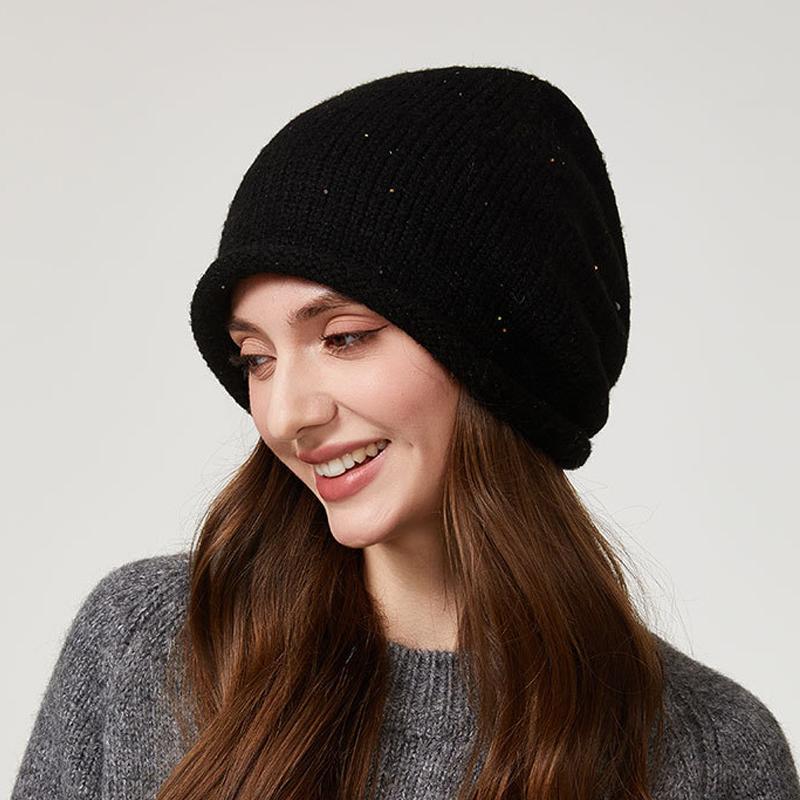 Knitted Pullover Hat Autumn Winter Women's Vintage Warm Wool Sleeve Cap
