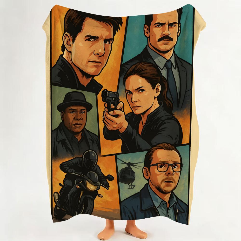 Movie M Mission I Impossible  Flannel  Blanket Suitable for Sofa Living Room Bedroom