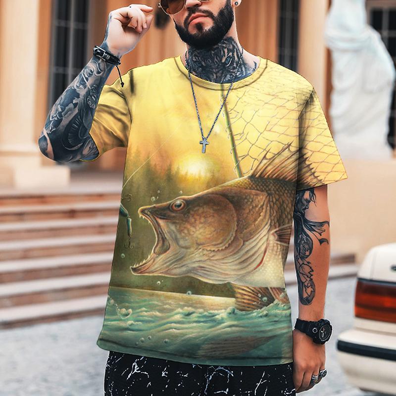 Outdoor Fishing 3D Printed Men's Jacket Fishing Essential Outdoor Casual Short Sleeve Extra Large