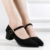 ****** und Herbst neue Werkzeug Damen Einzelschuhe alte ******* Stoffschuhe schwarz pr**essionelle Arbeitsschuhe Mode spitz dicker Absatz Arbeitsschuhe