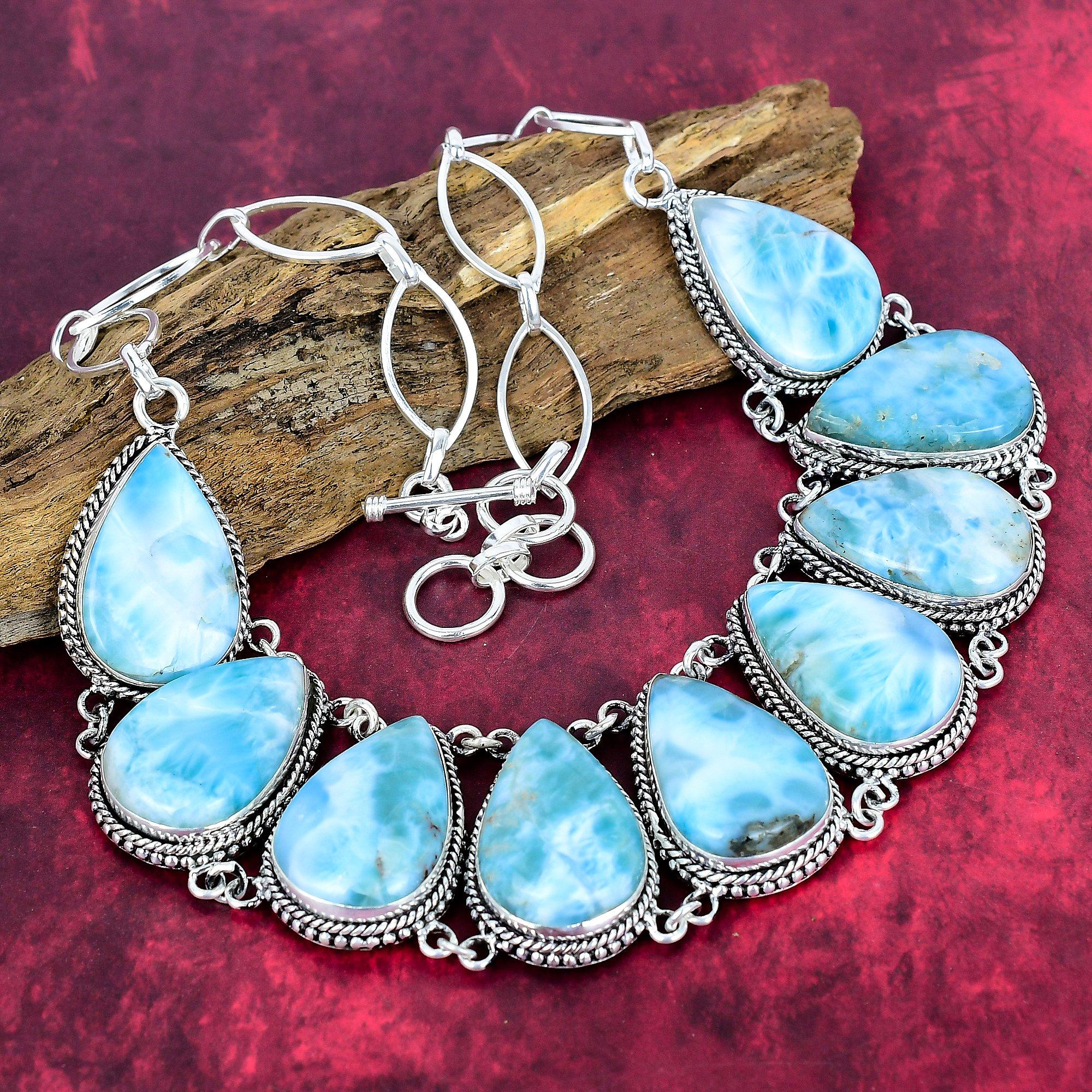 

Ожерелье из цельного серебра 925 пробы с ларимаром и регулируемой цепочкой, ювелирное ожерелье ручной работы с драгоценными камнями на День памяти синий