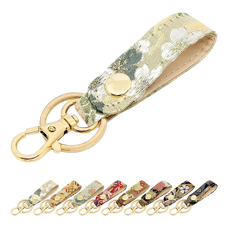 

[leo&aoi] Nishijin textile key ring gold brocade key ring snap button belt type bag charm Japanese pattern Japanese style key key ladies men s very
