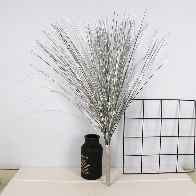 Simulated Gold Powder Christmas Branch Tower Pine Grass PVC False Grass Gold Powder Reed Tower Pine Grass Festival Decoration