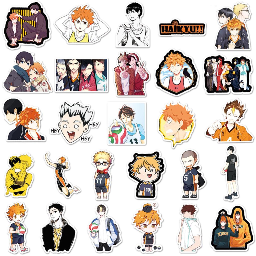 52 Unique Waterproof Haikyuu!! Anime Stickers for Suitcases, Scooters, and Cars