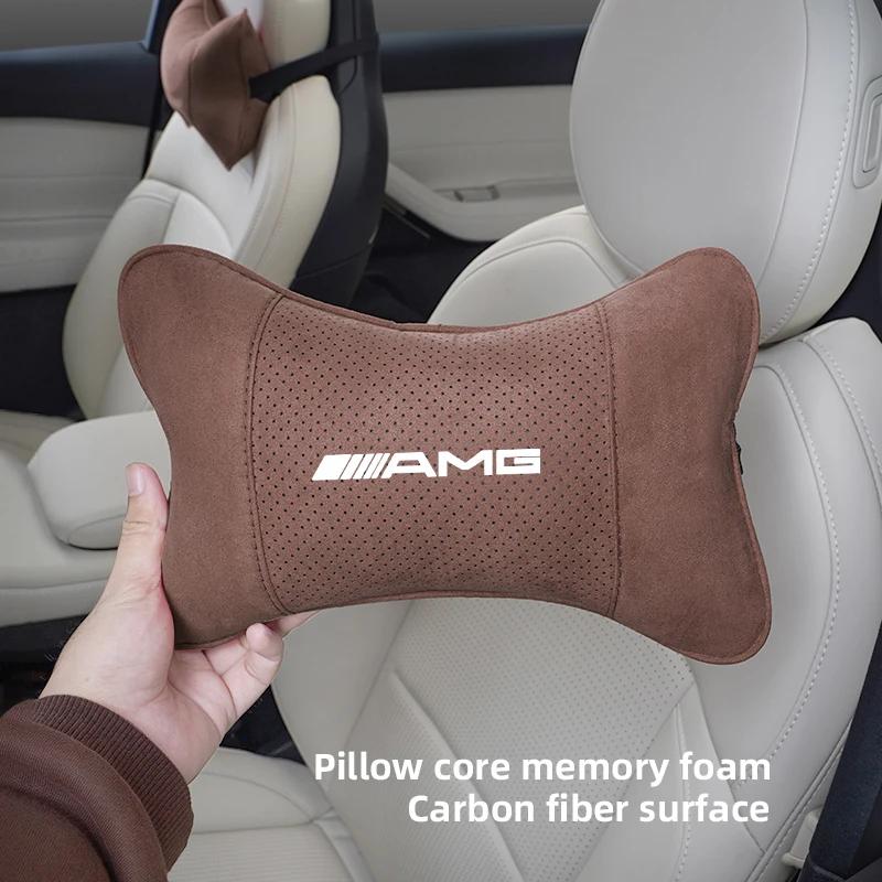 GLC GLB Auto Wildleder Kopfstütze Nackenstütze Auto Sitzzubehör Für Mercedes Benz AMG W206 W204 W205 W212 W213 W221 W222 W223 W25