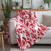 Red Floral Pattern Blanket Decorative Bedspread Luxury Soft Fleece Throw Blanket Sofa Cover Christmas Gift Home Decor