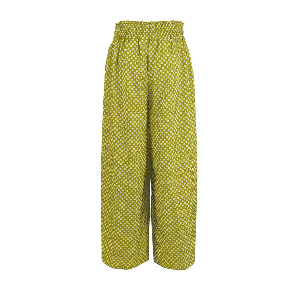 Damen Modische Kordelzug High Waist Gepunktet Bedruckte Lange Csual Hose