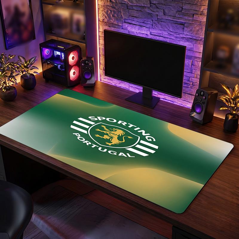 Sporting CP FC Theme Pattern Mouse Pad, Soccer Logo Design XXL Gaming Desk Mat Non-Slip Computer Mouse Pad