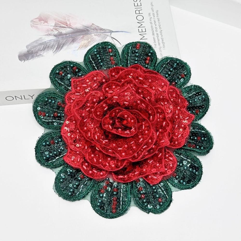 Full Diamond Rose-Shaped Patch Heavy-Duty Large Flower Applique Skirt Corsage Patch Cloth