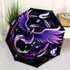 1pc Purple Bird Art Pattern Beautiful Looking Automatic Folding Umbrella, 3 Folding, 8 Pole Frame Design, Durable and Suitable for Travel an