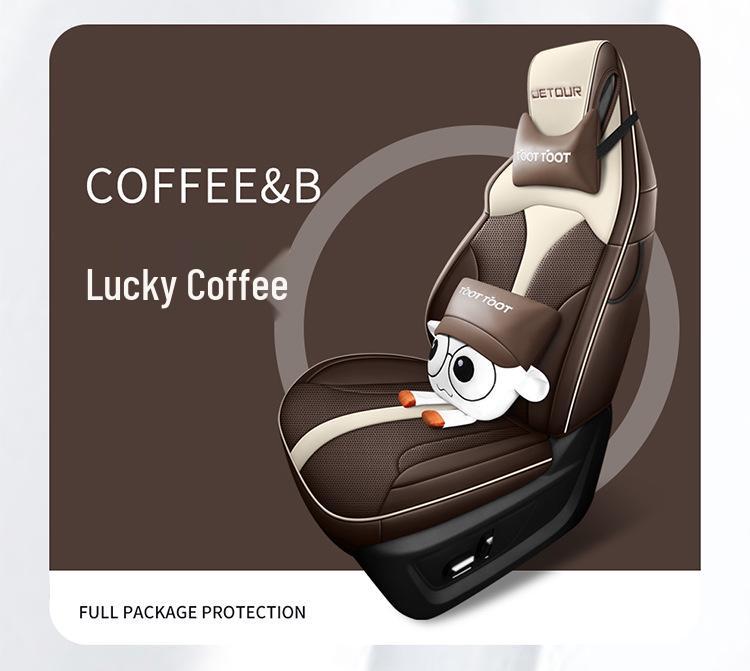 Premium Leather Car Seat Cushion - 24 Models for Five-Seater Fit, Cartoon Design, All-Season Use