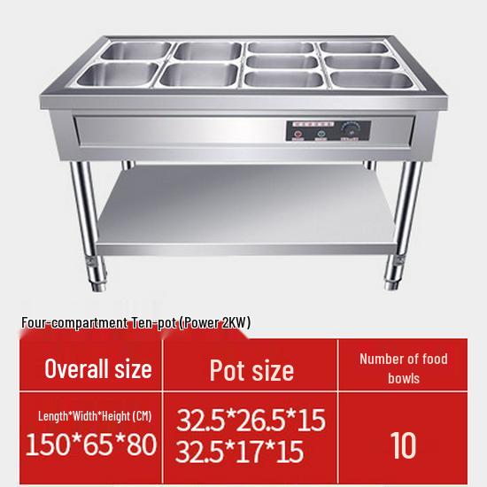 Commercial Electric Food Warmer: Stainless Steel Soup Pot and Serving Counter