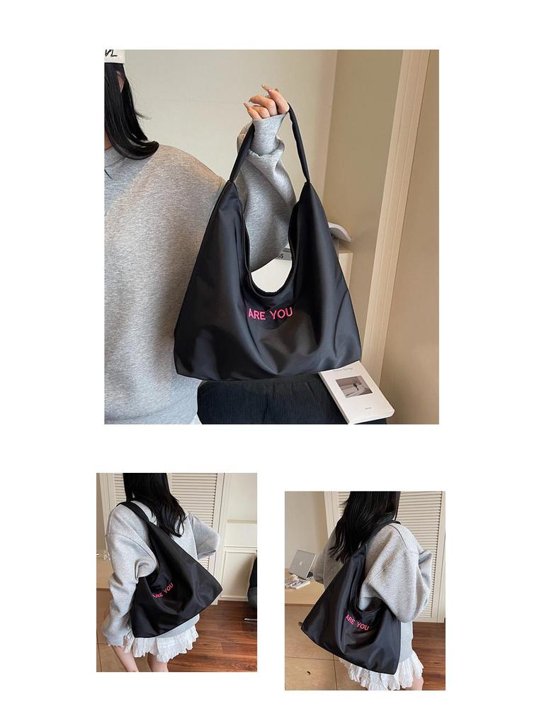 2025 Autumn/Winter Women's Large Canvas Tote with Letter Embroidery - Fashionable Shoulder Bag.