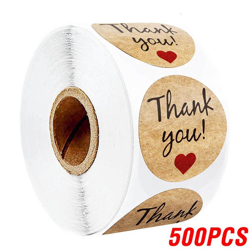 100-500Pcs Vintage Kraft Paper Stickers Scrapbook Gift Stationery Label Stickers Handmade With Love Thank You For The Stickers