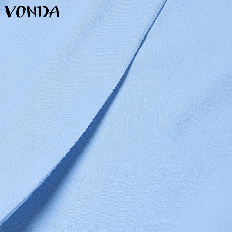 VONDA Women Casual Square Neck Puff Long Sleeve Solid Color Hip Dresses