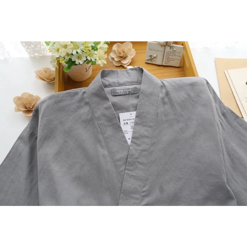 Men's Spring and Summer Pajamas Two-piece Set 100% Cotton Solid Color Simple Large Size Home Wear Set for Men
