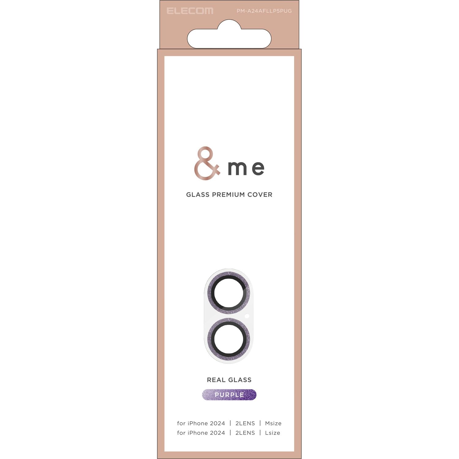 

ELECOM iPhone 16 Plus Camera Tempered 10H Real Full Black Jewelry 16/iPhone Film, Glass, Hardness, Glass, Protection, Border, Glitter, фиолетовый