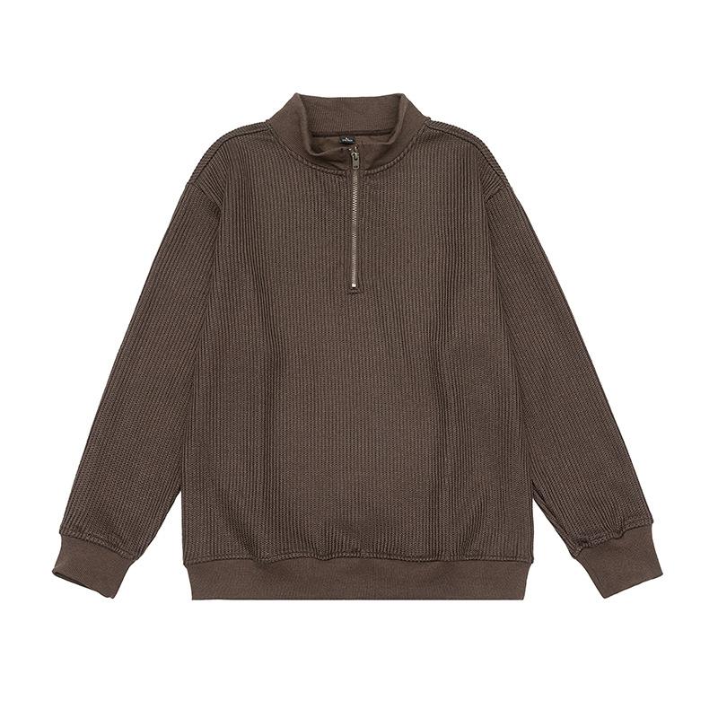 Half Turtleneck Zipper Knit Sweatshirt for Men's Autumn and Winter New Textured Jacket
