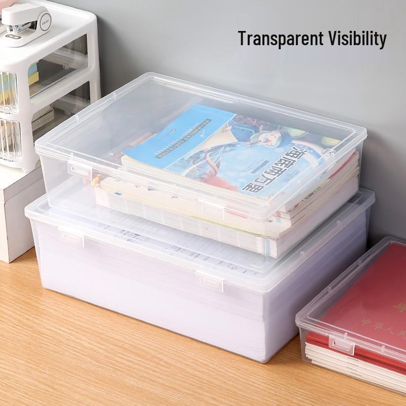 Large Capacity Transparent A4 Document Storage Box for Home Office