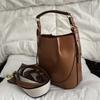 Brand Design Large Capacity Bucket Shoulder Bag with Wide Shoulder Strap Luxury Design Female Crossbody Bag PU Leather Handbag
