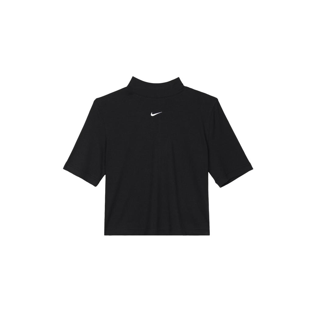 Nike Sportswear Essentials Solid Logo High Neck Cropped Top Women Tops Black DV7959-010