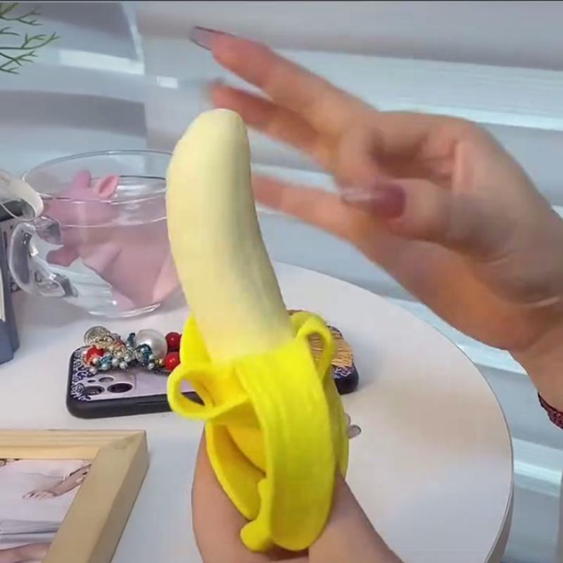 Realistic Banana Stretchable Peel Toy Slow Rising Sensory Toy Stress Relief For Kids Adults Home Office Relax Use