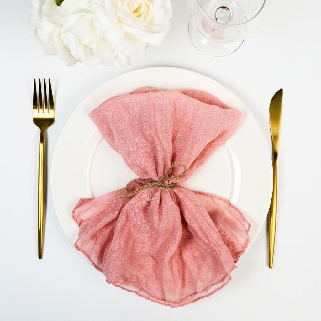 12pcs, Handmade Cheesecloth Napkins - Rustic Table Decor for Parties, Weddings, and Family Dinners