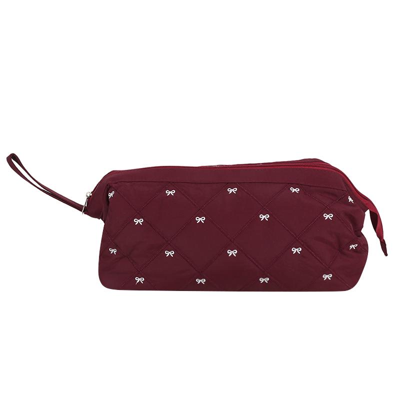 Hair Dryer Storage Bag For Travel Kawaii Cute Bow Embroidery Hair Tools Organizer With Zipper Cosmetic Makeup Bag 1-5PCS