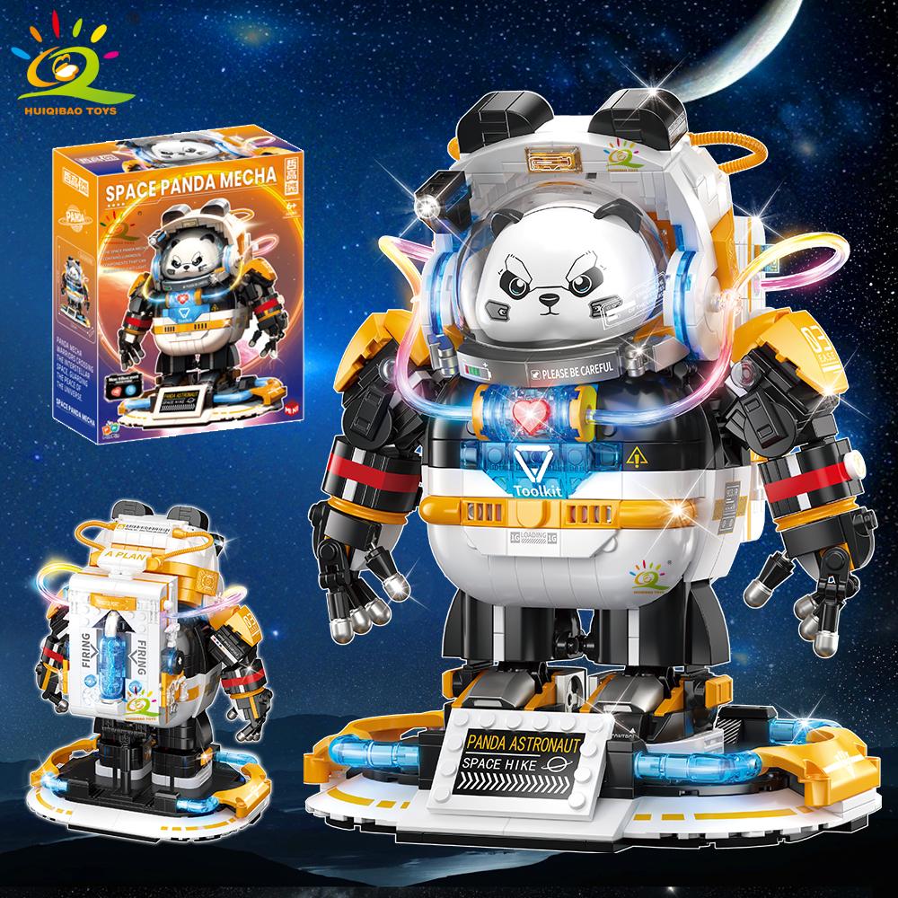 Non-Toxic Moc Space Panda Astronaut Figures Model Building Block Model Aerospace Man Diy Ornament Bricks Toy For Children Kids