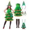 Adult Women Xmas Green Elf Christmas Tree Dress Hat Sets New Year Cosplay Costumes Performance Role Play Outfit